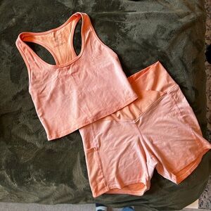 Evolution and Creation Peach Athletic Tank Top and Shorts Set
